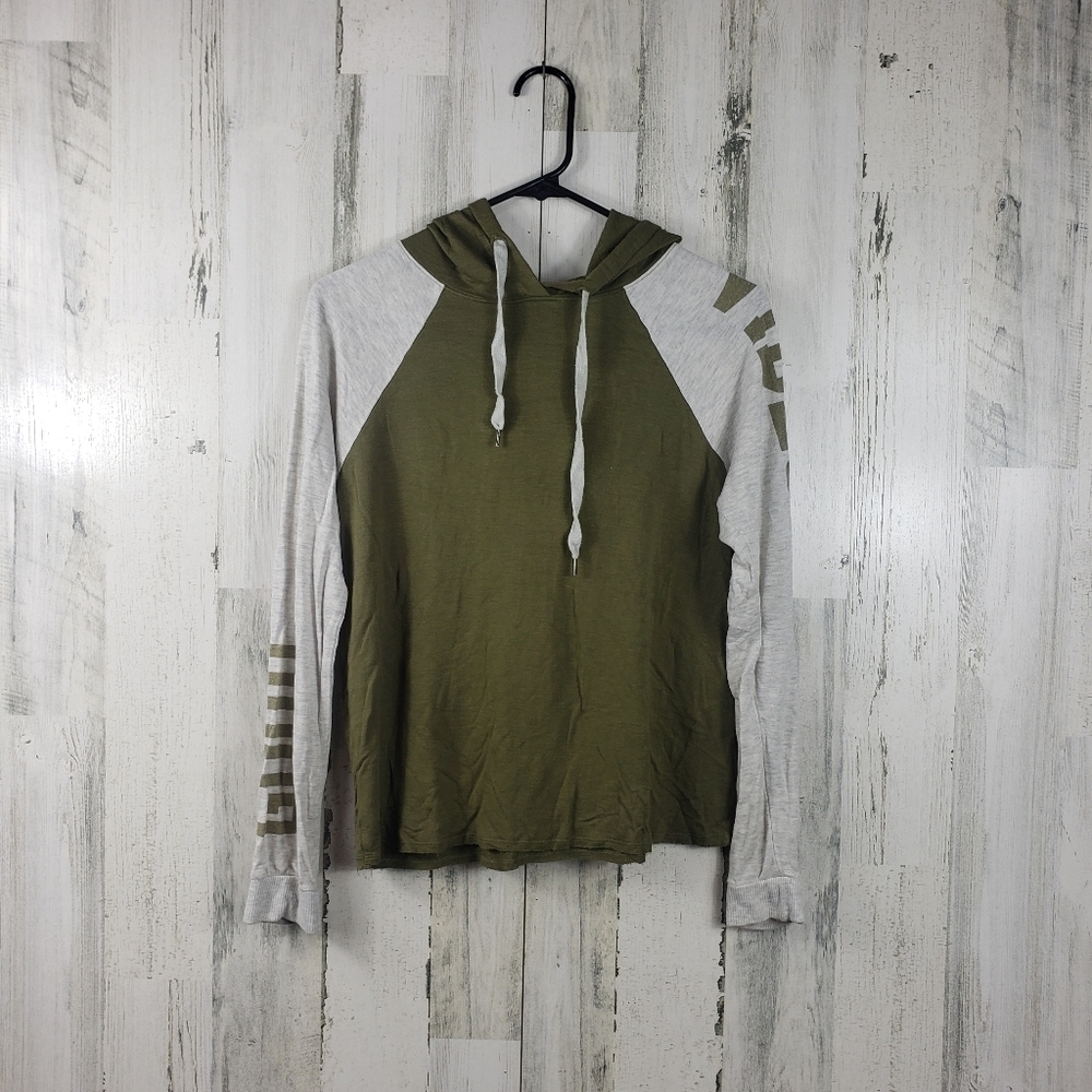 inspired hearts green and gray good vibes t-shirt hoodie women's size S